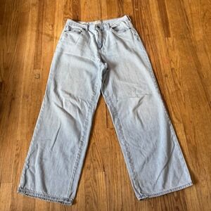 Universal Thread Relaxed Wide Leg Jeans Light Wash Star Patch Denim Womens 10/30